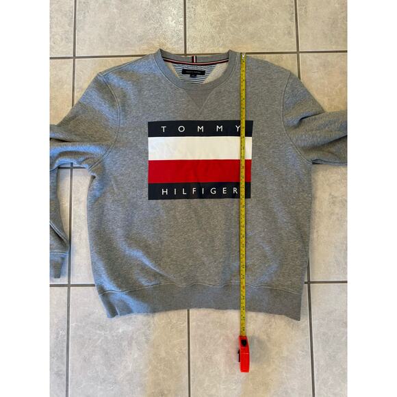 Tommy Hilfiger Vintage Grey Crewneck Logo Y2K Pullover Sweatshirt Sz L - Picture 6 of 6